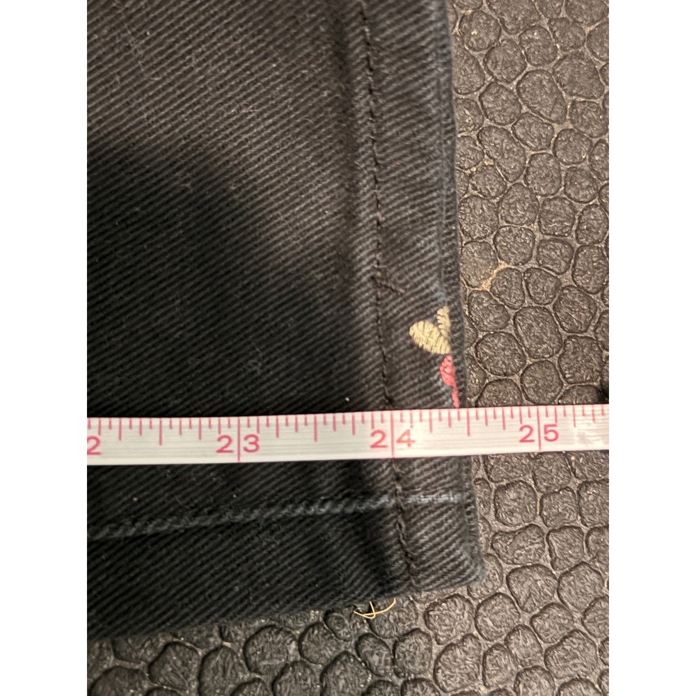 PacSun High Rise Straight Jeans Womens 26 Black Rose Floral Embroidered Denim - Picture 7 of 9